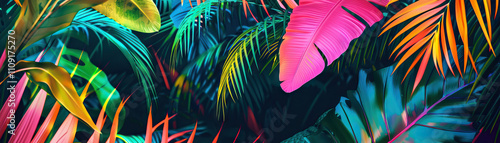 Neon Jungle: Neon jungle colors like neon green, electric pink, and glowing orange create a neon jungle theme photo