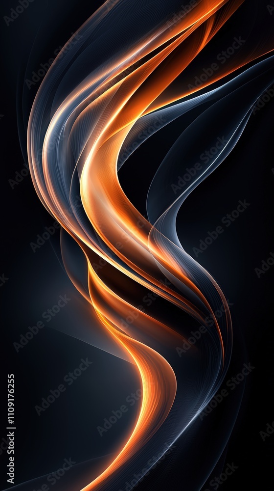 Obraz premium Flowing abstract light waves in warm tones