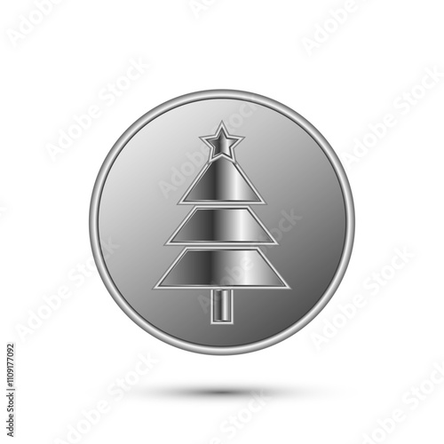 Christmas tree icon design in silver color style