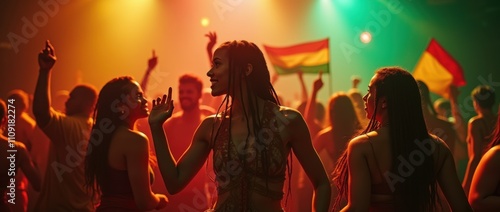 International Reggae Day celebration peoples. Ragga Jamaican dance music party