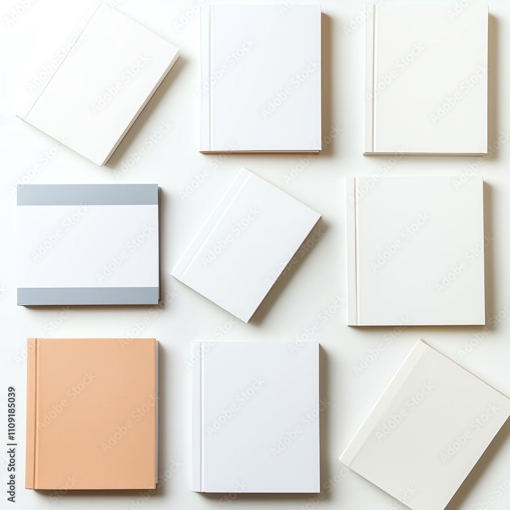 A collection of blank books arranged artistically on a light surface. Ideal for showcasing creativity, writing, or minimalist design in various contexts. A collection of blank books arranged artistically on a light surface. Ideal for showcasing creativity, writing, or minimalist design in various contexts.