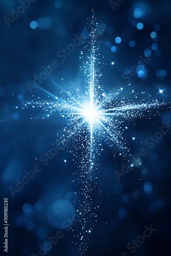 Wallpaper Mural A vibrant, sparkling star shines brightly against a deep blue backdrop, evoking feelings of wonder and tranquility, ideal for celebrations or creative designs. Torontodigital.ca