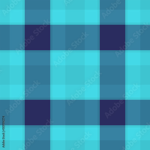 Packaging check texture pattern, tape seamless background fabric. Panjabi textile plaid vector tartan in cyan and blue colors.