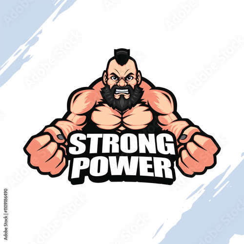 The Strong Muscular Angry Guy Body Builder Vector Mascot