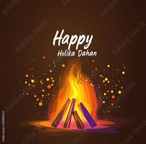 Happy holika dahan  Happy Holi festival background with bonfire photo