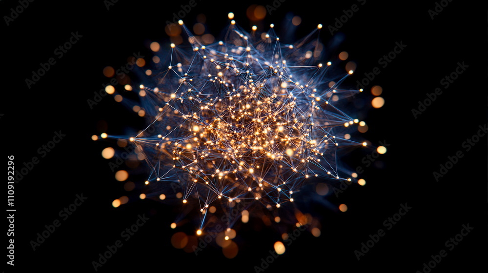 Obraz premium A conceptual sphere made of glowing nodes and fine lines, symbolizing data ecosystems
