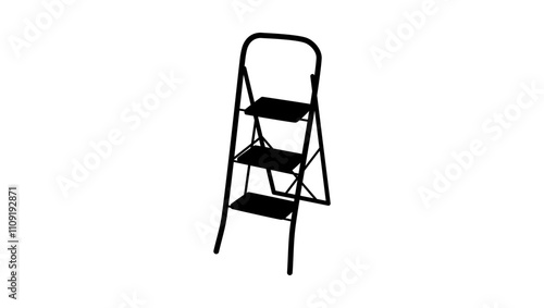 Stepladder emblem, black isolated silhouette