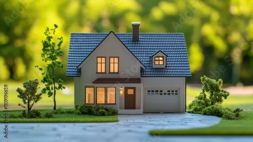 Wallpaper Mural Charming Miniature House Model Surrounded by Greenery Torontodigital.ca