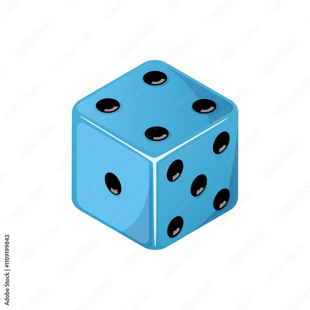 Game dice, blue dice with the number four side coming up. Dice cube icon isolated on white background. Game dice, blue dice with the number four side coming up. Dice cube icon isolated on white background.