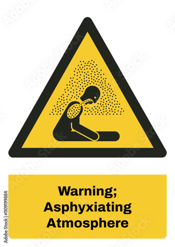 ISO warning safety signs sentence case text_warning ; asphyxiating atmosphere_portrait size a4/a3/a2/a1	 
 photo