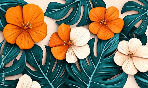 Wallpaper Mural Vibrant Floral Abstraction, a colorful and dynamic representation of flowers blending hues and shapes to evoke a sense of joy and energy. Torontodigital.ca