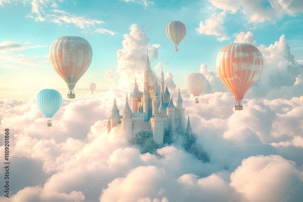 Fototapeta premium Whimsical Cloud Castle Scene