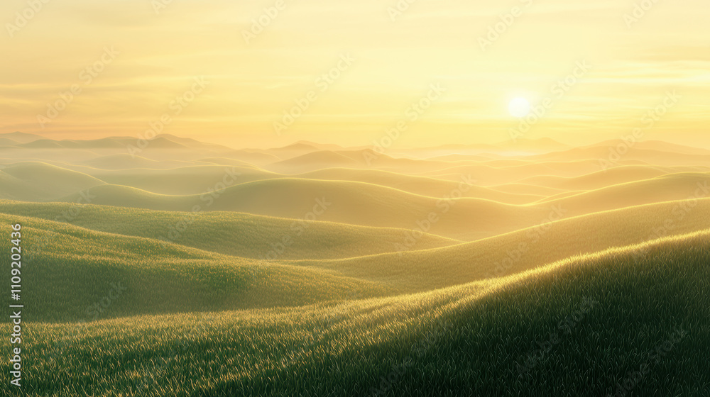 serene landscape of rolling hills bathed in golden sunlight, creating tranquil atmosphere. gentle curves of hills evoke sense of peace and harmony serene landscape of rolling hills bathed in golden sunlight, creating tranquil atmosphere. gentle curves of hills evoke sense of peace and harmony