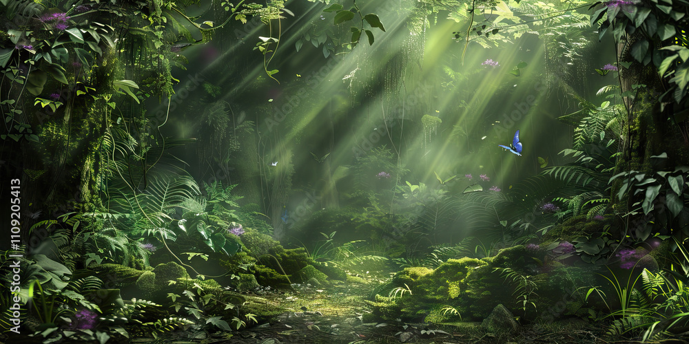 Mystical Forest: Deep forest green, mossy brown, and hints of magical purple and gold create a mystical forest theme Mystical Forest: Deep forest green, mossy brown, and hints of magical purple and gold create a mystical forest theme