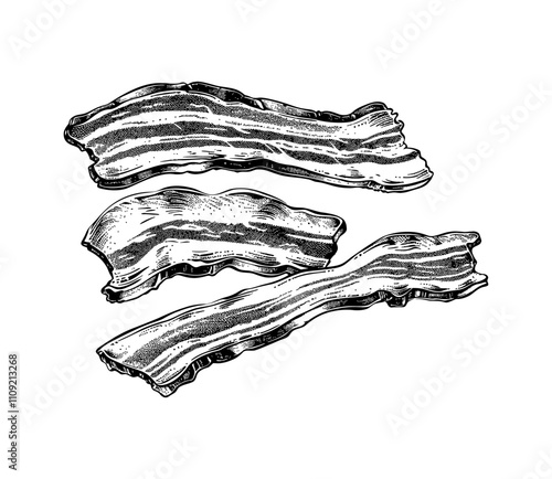 bacon engraving black and white outline