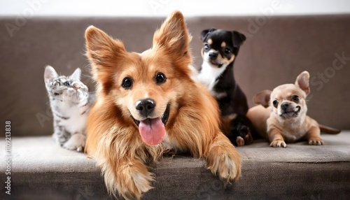 Mascotas, perros y gatos unidos