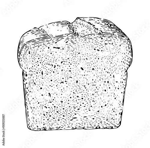 slice of bread engraving black and white outline