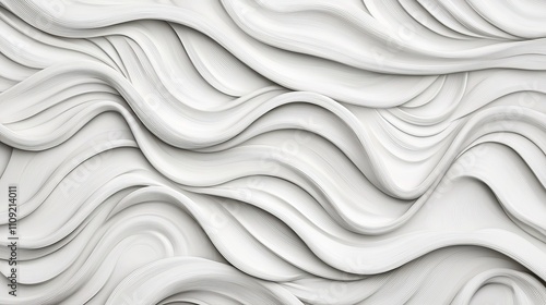 Abstract white wavy 3D background texture.