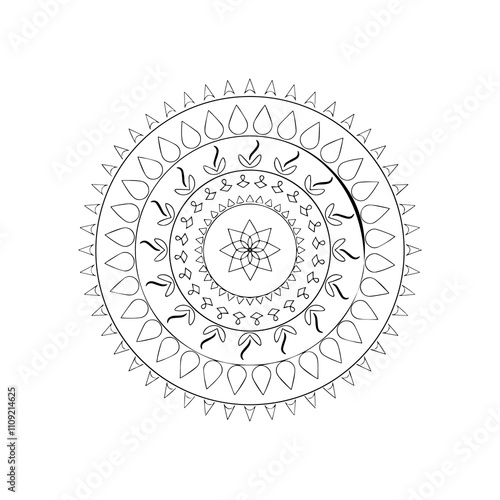 Abstract round ornament and simple alpona design , Mandela design for various purposes.