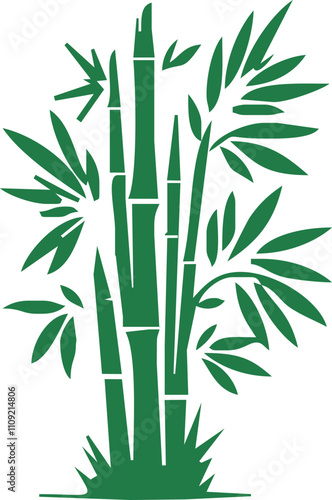 Bamboo plant silhouettes . Bamboo parts and section of branches and leaves shapes for design.