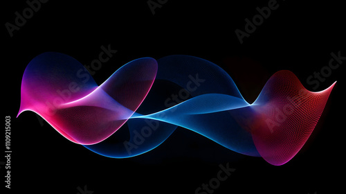 Glowing neon lines creating abstract shapes on black background