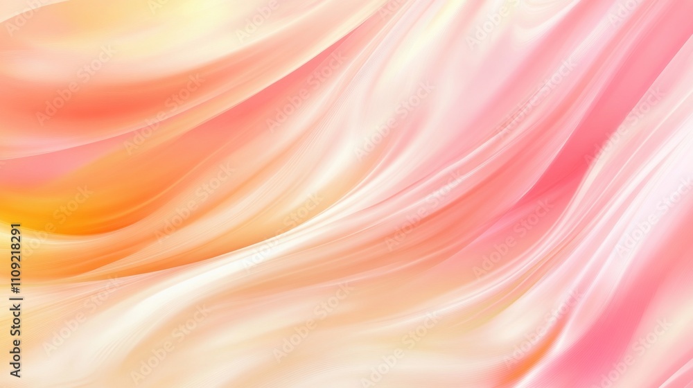 Obraz premium A soft, flowing gradient of pastel pink and yellow hues, creating a serene and dreamy atmosphere.