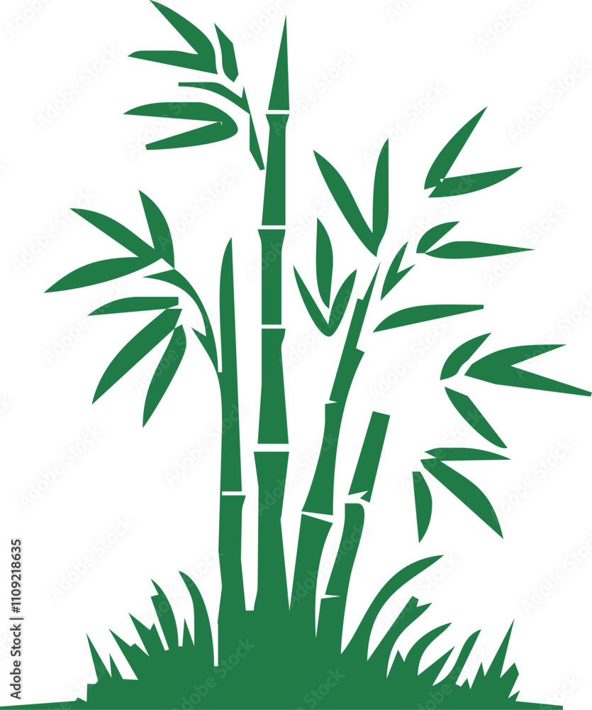 Obraz premium Bamboo plant silhouettes . Bamboo parts and section of branches and leaves shapes for design.