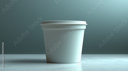 Blank White Ice Cream Tub on Marble Surface Food Packaging Mockup