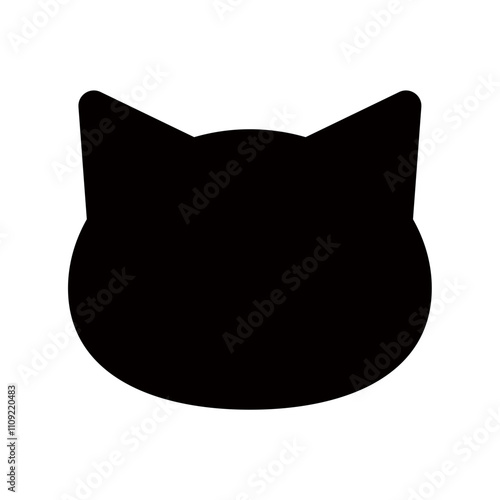 耳が大きい猫のアイコン　シルエット素材