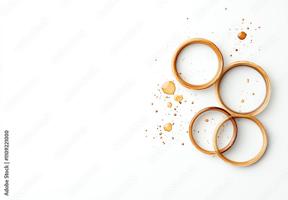 A minimalist composition featuring wooden coasters and artistic splashes of golden liquid, perfect for drink-related projects or hospitality themes A minimalist composition featuring wooden coasters and artistic splashes of golden liquid, perfect for drink-related projects or hospitality themes
