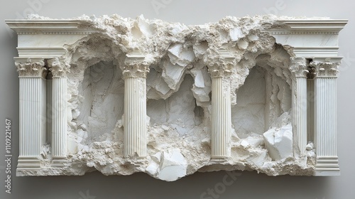 Ruined Greek Columns Architectural Fragment White Marble Destroyed Structure Ancient Ruins