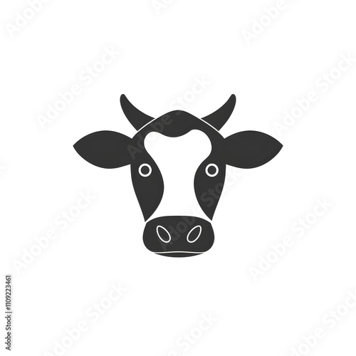 Simple Cartoon Farm Cow Face Icon logo 