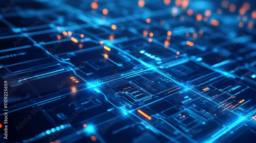 Obraz premium Futuristic Big Data Connection Concept with Digital Network and Technology Visualization