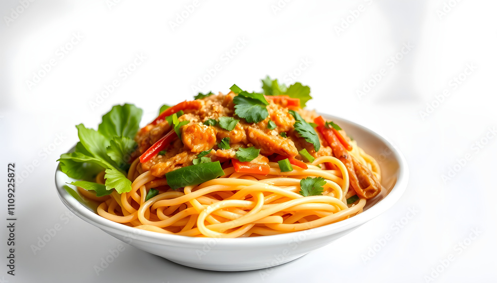 chicken pad thai noodles with a white accent, png chicken pad thai noodles with a white accent, png