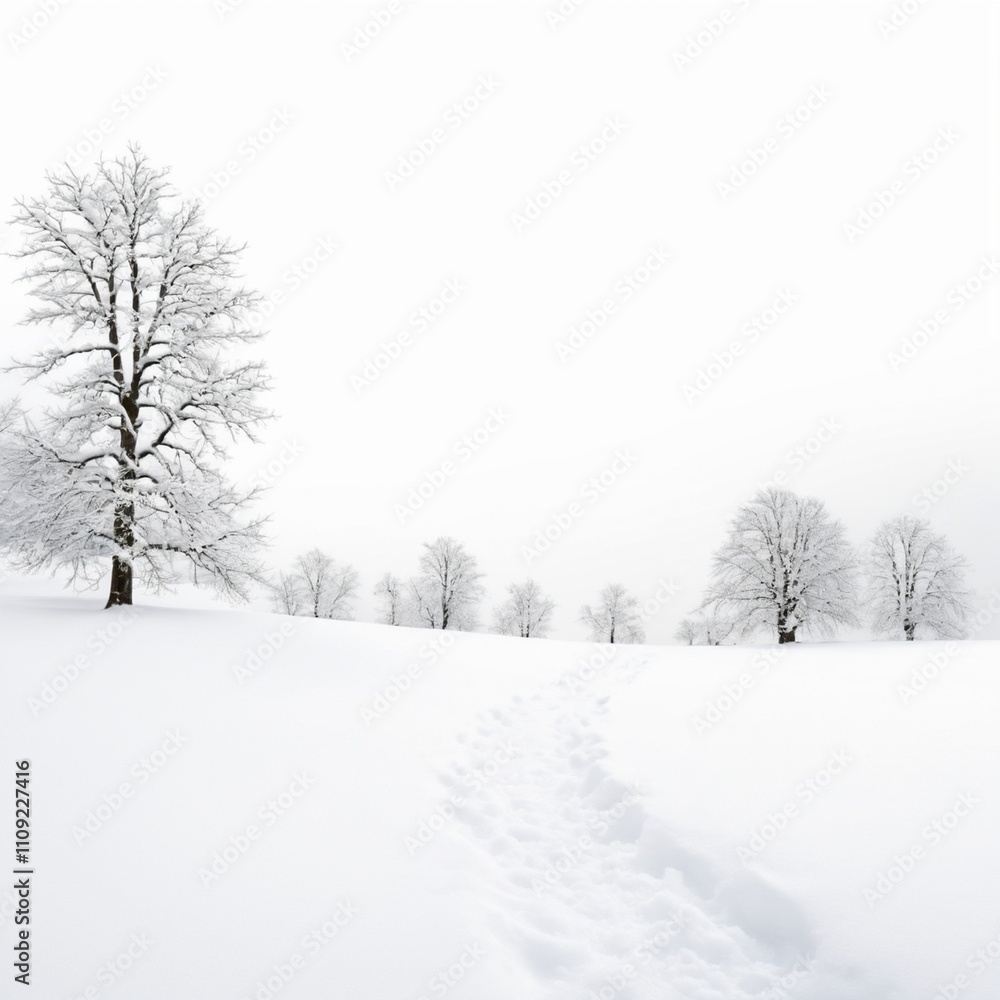 Fototapeta premium Snow landscape isolated on white background