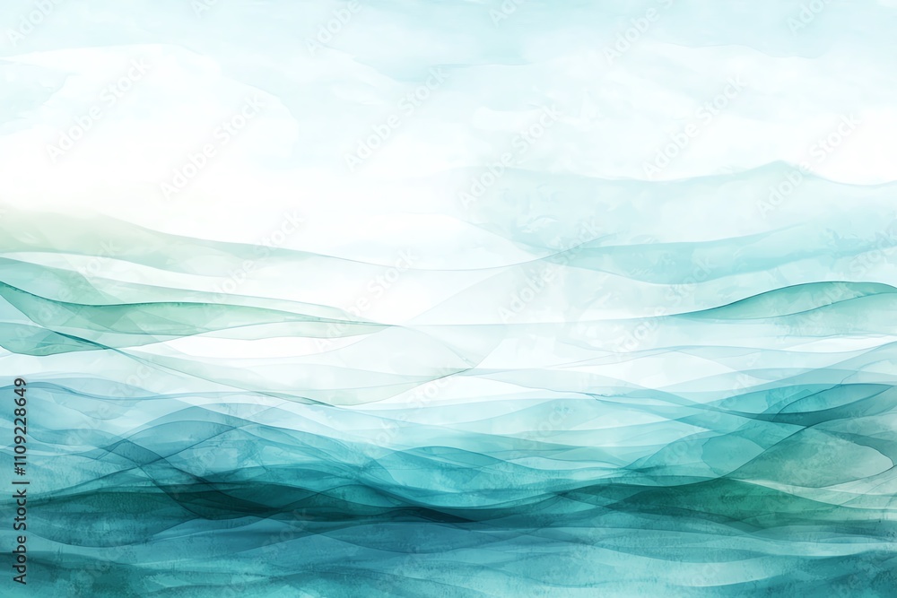 Obraz premium A serene and calming abstract representation of fluid waves in turquoise and white. The gentle movement conveys tranquility and peace, perfect for relaxing environments.