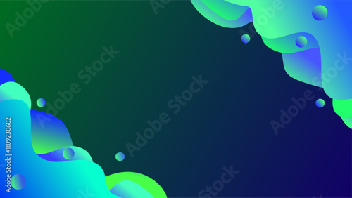 Blue greenwaves with blue green pearls side frames background
