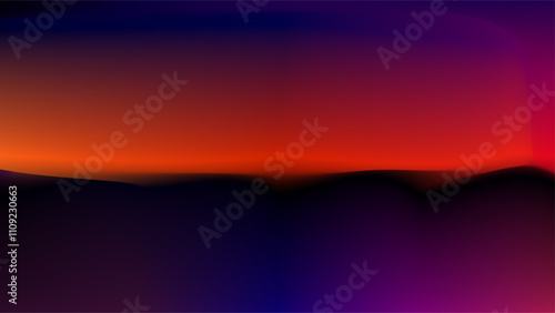 Twilight orange sky darkening mountains presentation background wallpaper