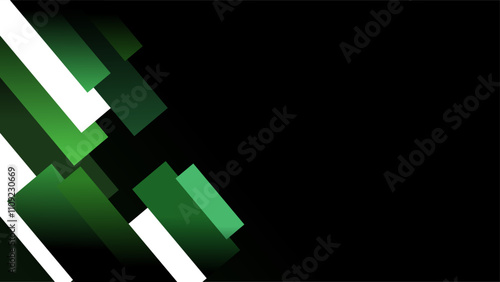 Green diagonal pillars as frame for a plain black presentation background