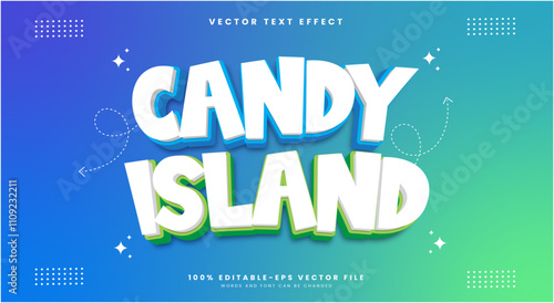 Candy Island 3D Editable text effect Template with Trendy Cartoon Style template