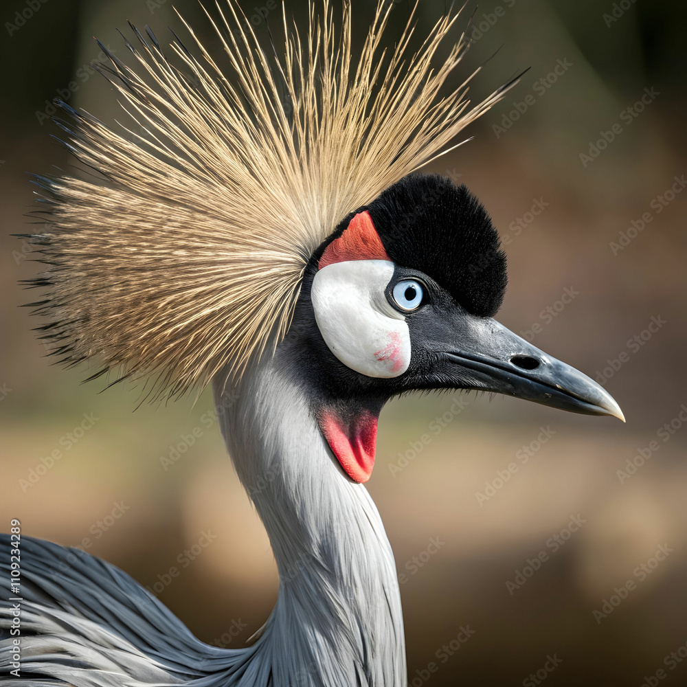 Fototapeta premium close up portrait of grey crowned crane