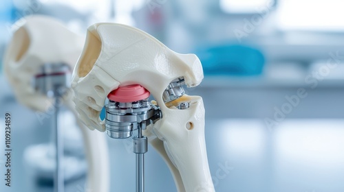 Artificial Knee and Joint Concept, Detailed View of Artificial Knee Implant Components for Medical and Educational Uses