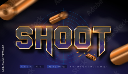 Shoot Blue gold text style effect editable