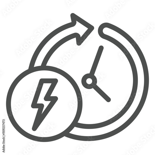 Electric timer line icon, Electricity concept. Vector graphics. Lightning circle arrow sign on white background, outline style icon for mobile or web design.