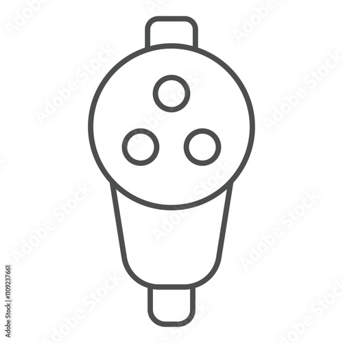 EV electrical socket thin line icon, Power plug concept. Vector graphics. Connector sign on white background, outline style icon for mobile or web design.