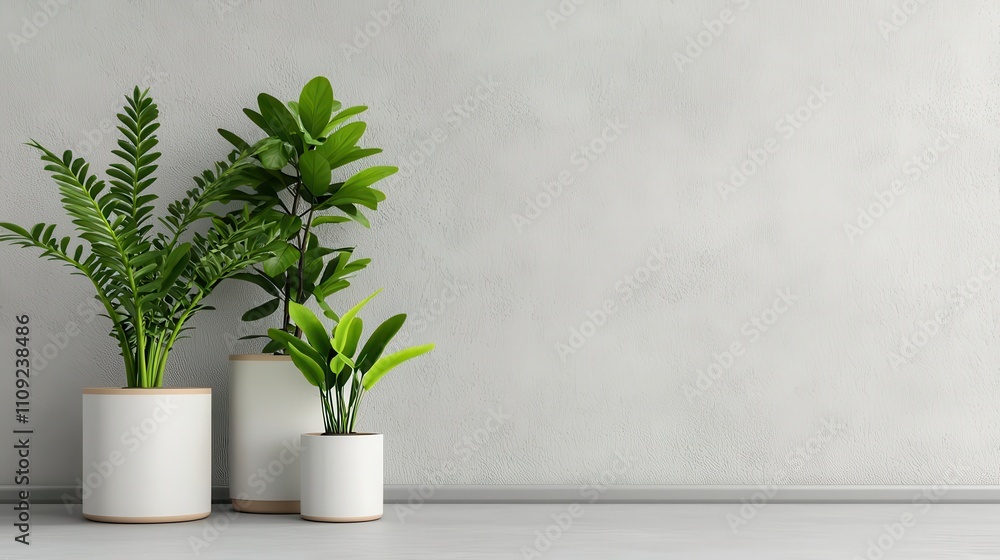 Fototapeta premium Indoor plants, artistic representation of air purification, 3D illustration