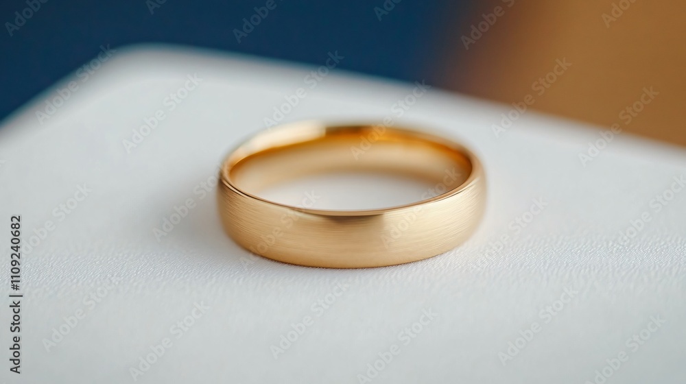 Golden wedding ring symbolizing love and commitment for the bride and groom during celebration Golden wedding ring symbolizing love and commitment for the bride and groom during celebration