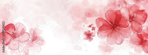 A beautiful watercolor background featuring delicate pink and red flowers.