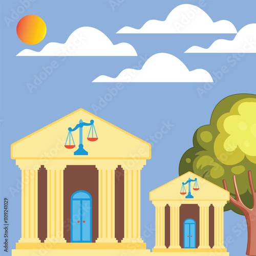 Law and justice house vector and illustration