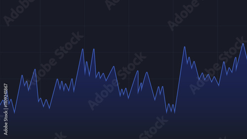 Stock market or forex trading chart vector background. Stock trading line chart graph on dark blue background. Business investment and trading inspired financial data illustration